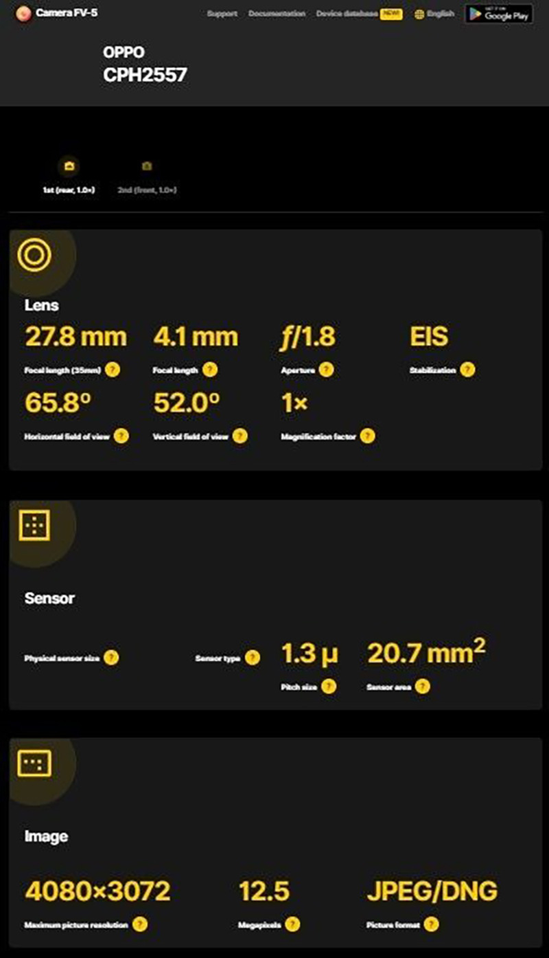 Thông tin camera sau của OPPO A79 5G
