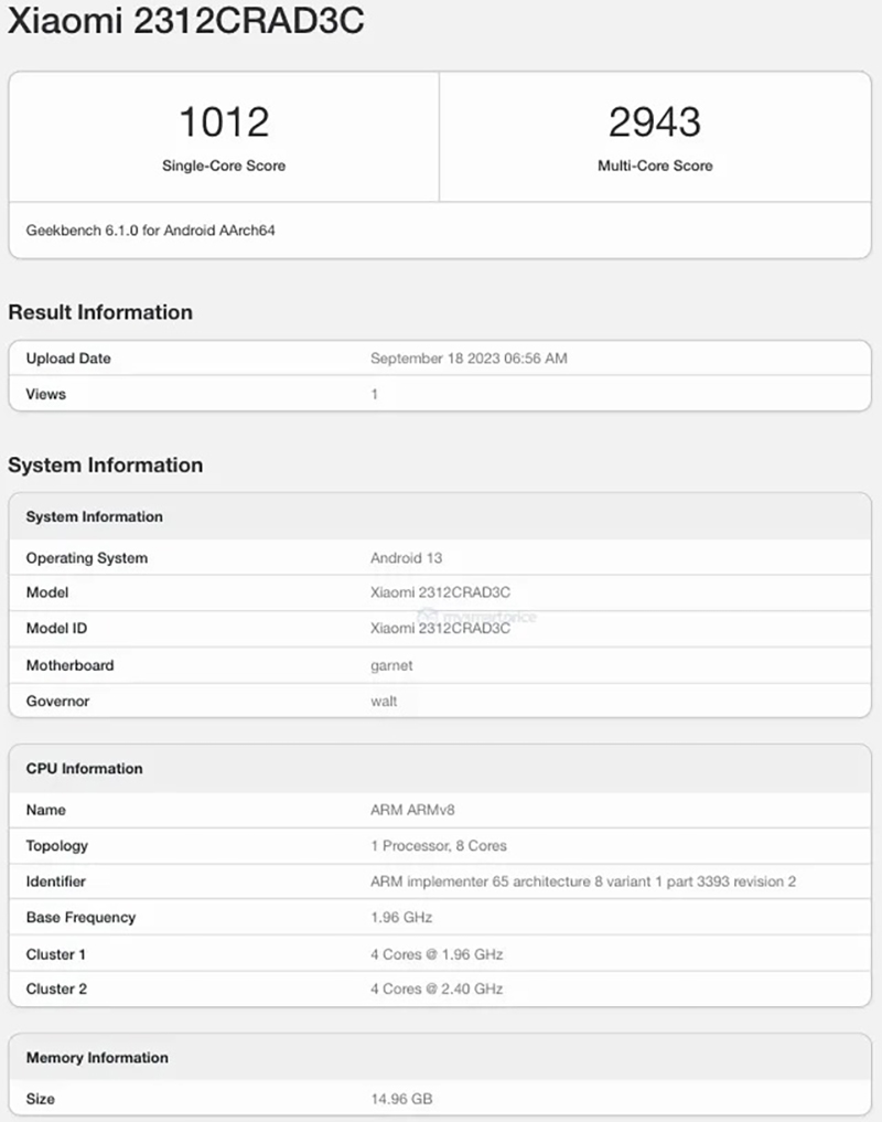Redmi Note 13 Pro lộ hiệu năng trên Geekbench
