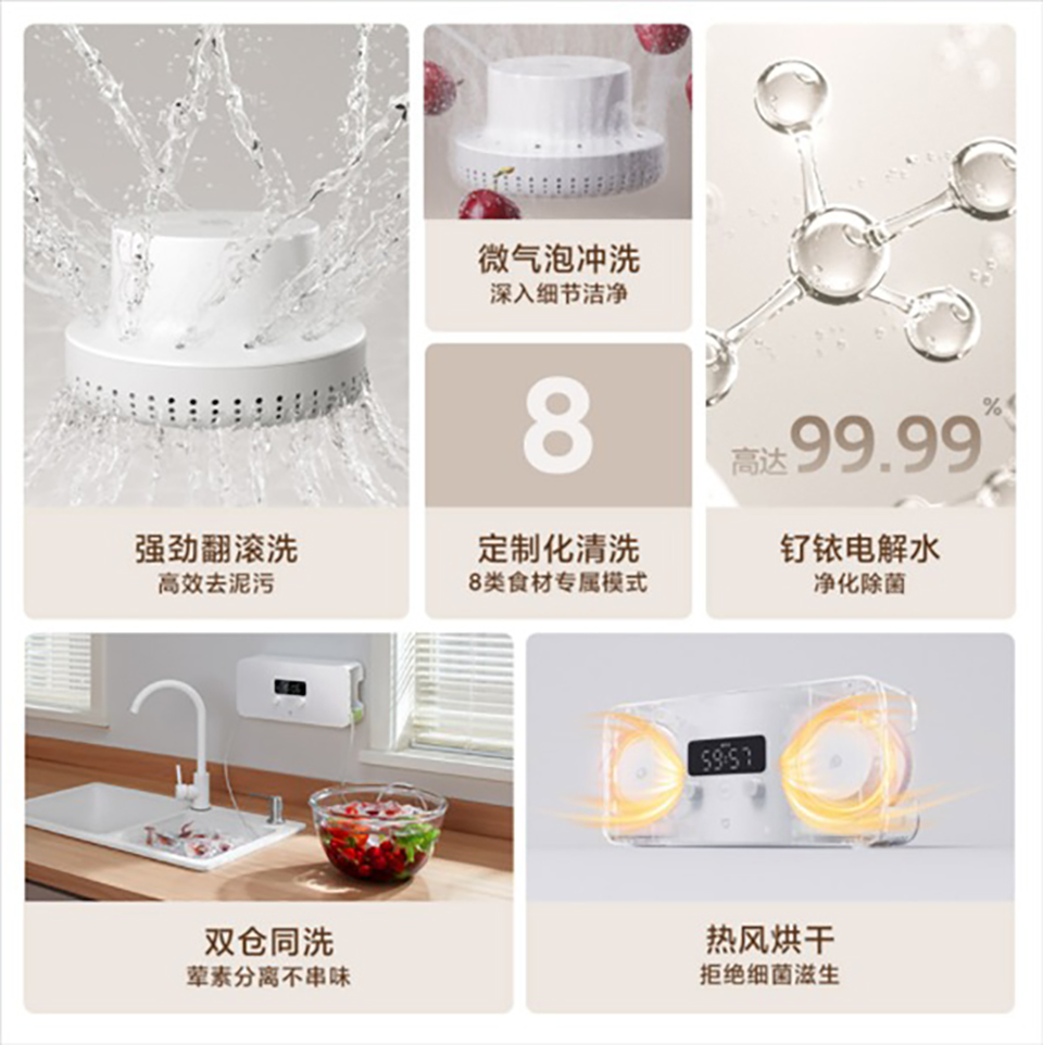 Máy rửa rau quả mới của Xiaomi cung cấp nhiều tính năng hấp dẫn