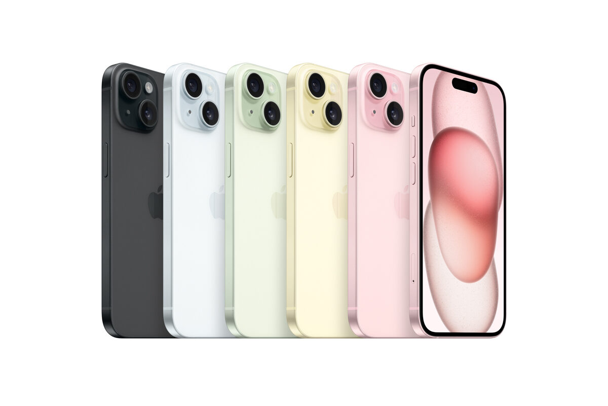Tất cả phiên bản màu sắc của dòng iPhone 15 và iPhone 15 Plus. Ảnh: Apple