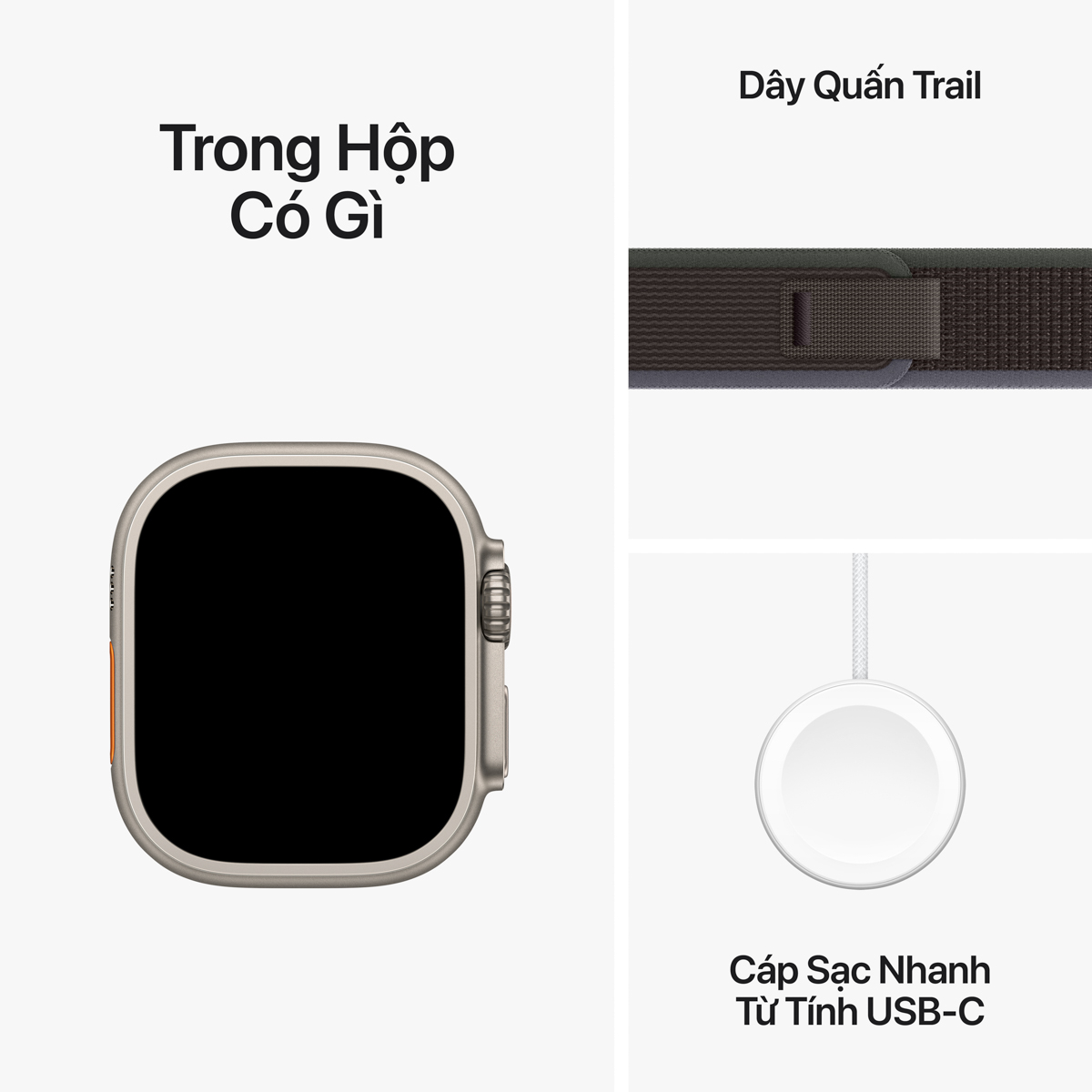 Các phụ kiện trong hộp Apple Watch Ultra 2. Ảnh: Apple.com