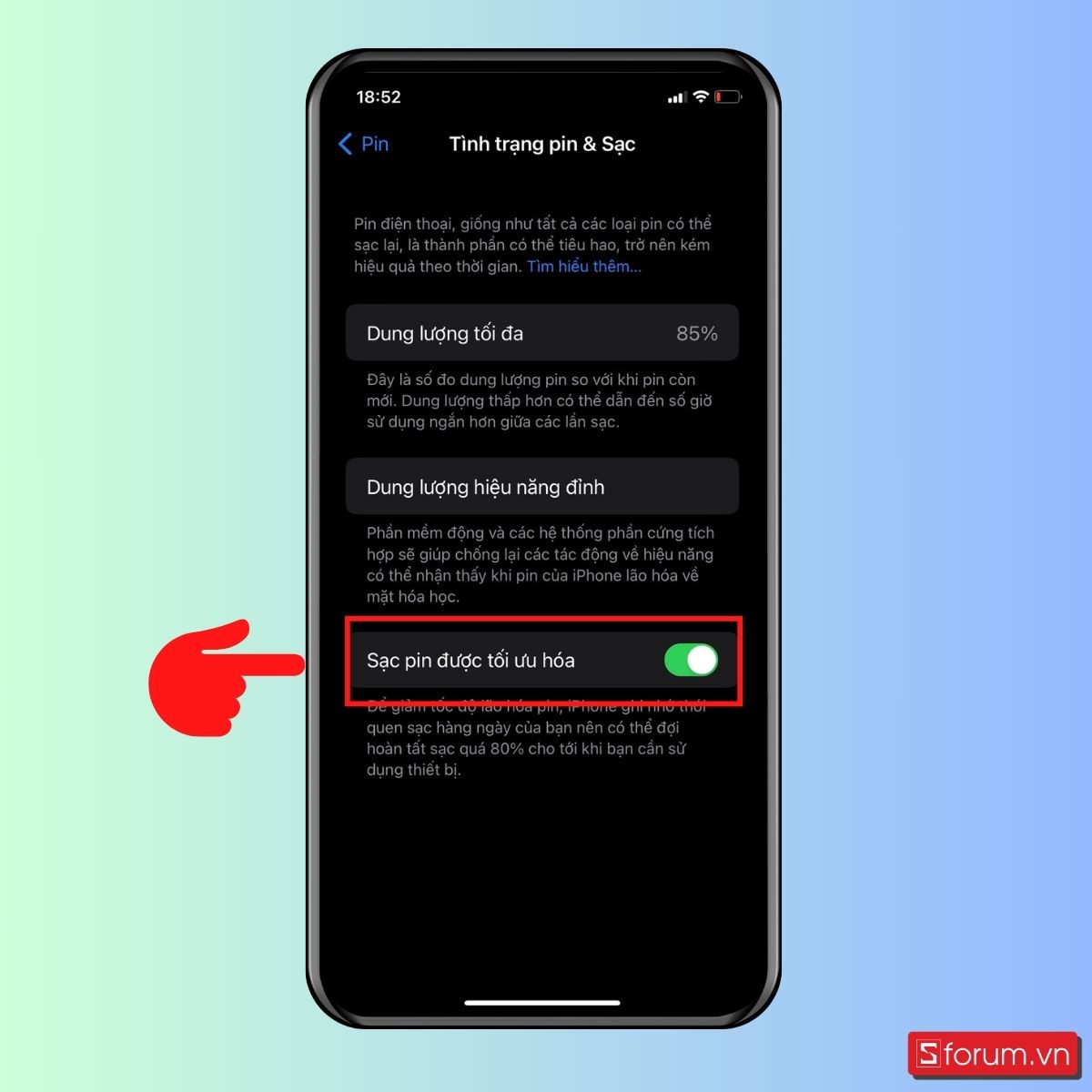Bật tối ưu hóa quá trình sạc pin iPhone - bước 3