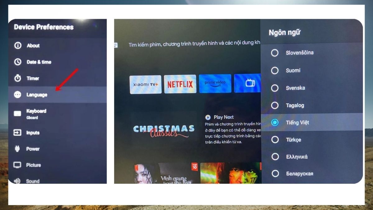 Cách cài giao diện Tiếng Việt cho tivi Xiaomi thứ nhất