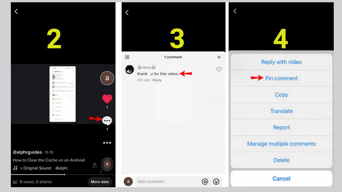 cách ghim bình luận trên TikTok trên iPhone bước 4