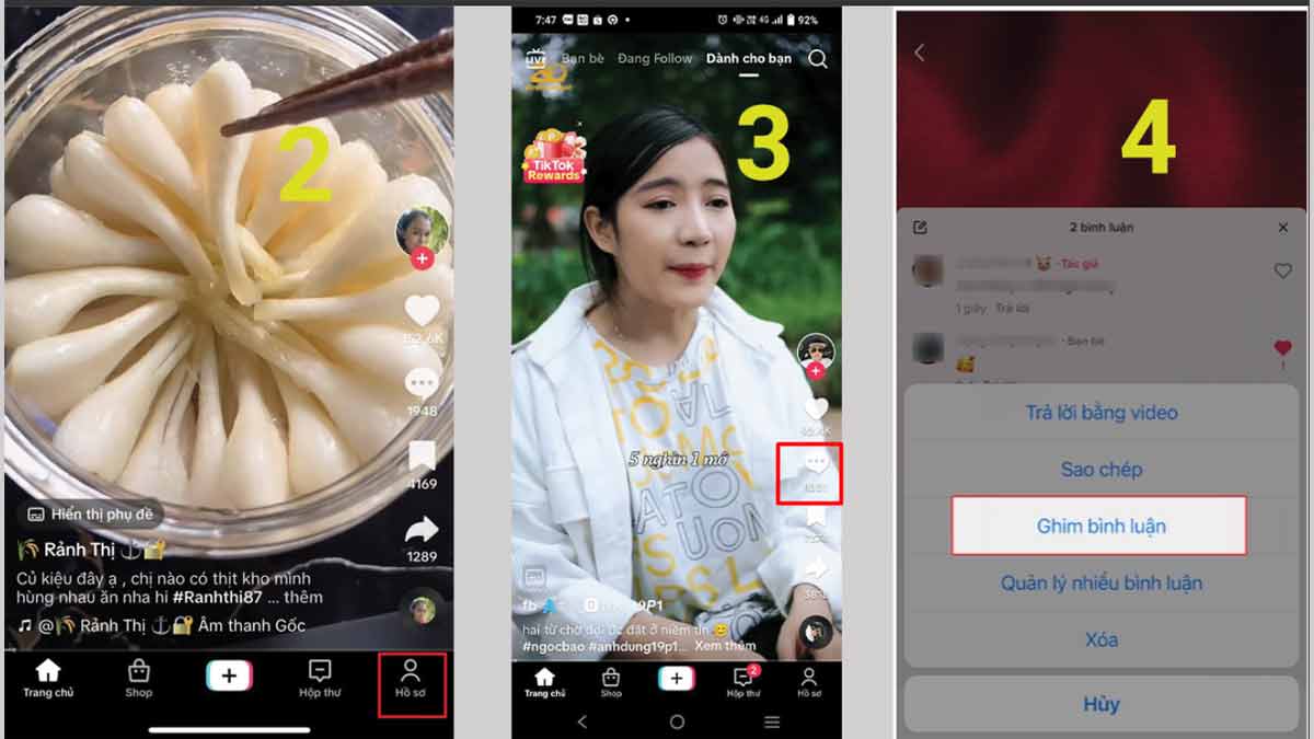 cách ghim bình luận trên TikTok trên Android