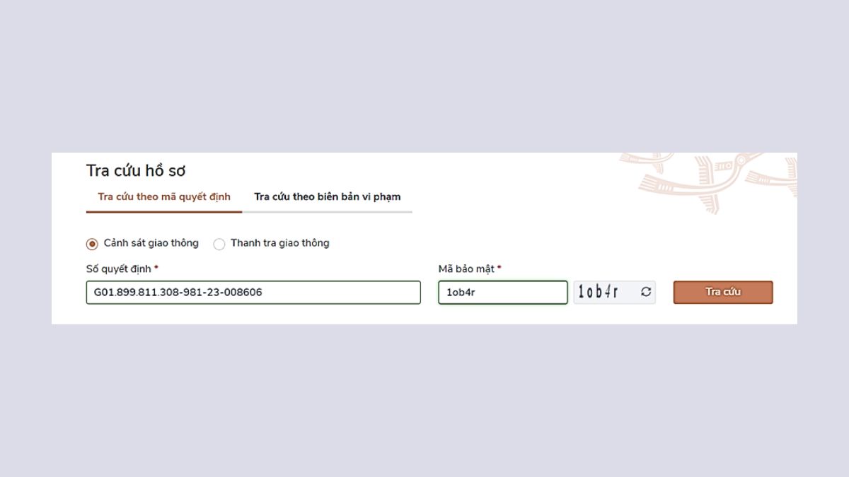 Thanh toán và nhận kết quả tại cơ quan xử phạtkhi nộp phạt vi phạm giao thông online bước 5