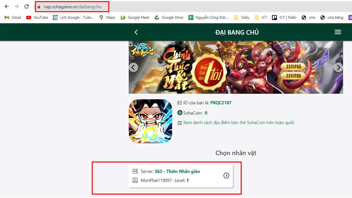 Hướng dẫn cách nhập code Đại Bang Chủ bước 1