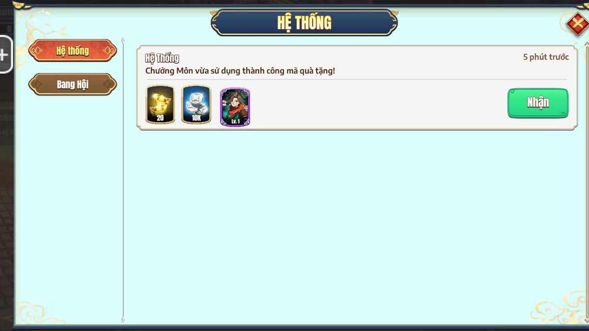 Hướng dẫn cách nhập code Đại Bang Chủ bước 5
