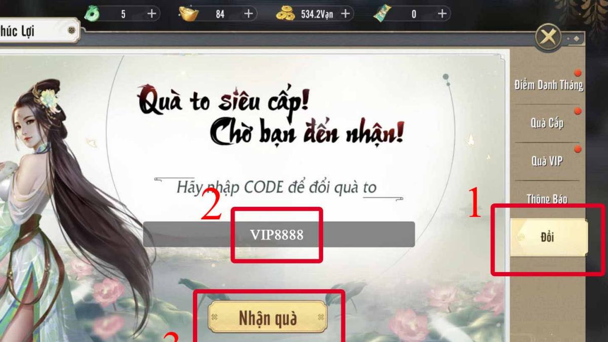 Hướng dẫn cách nhập code Đấu Thần Tuyệt Thế bước 3