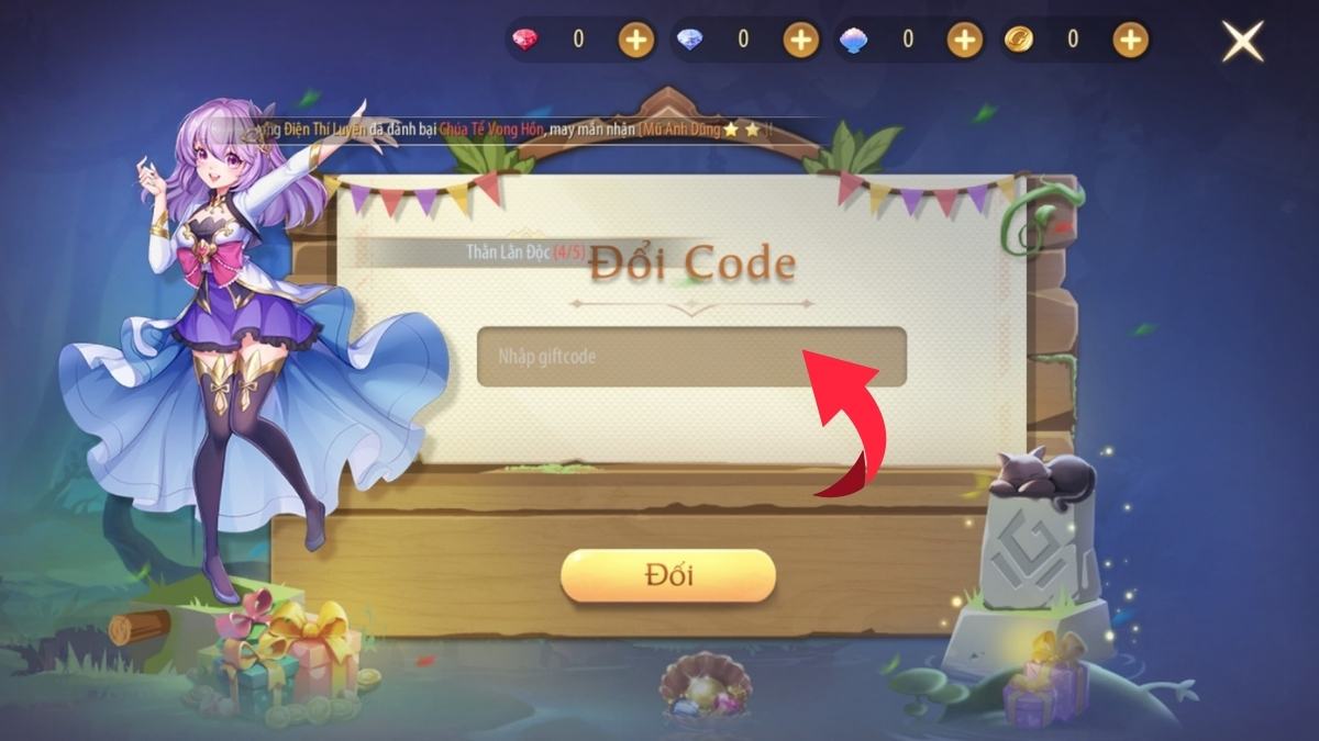 Hướng dẫn cách nhập code Lala Land Lục Địa Bí Ẩn bước 3