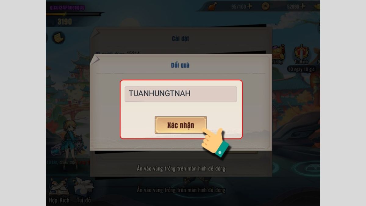 Hướng dẫn cách nhập Code Thiếu Niên Anh Hùng bước 4