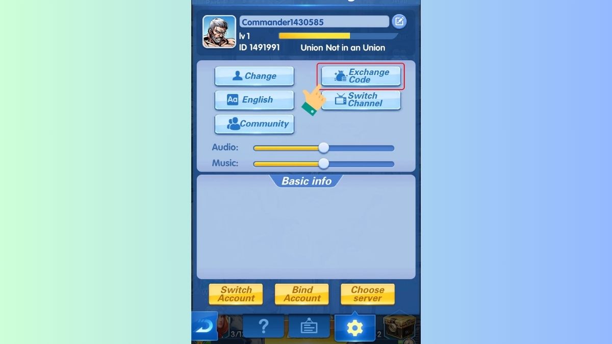 Cách nhập mã code X Hero bước 2