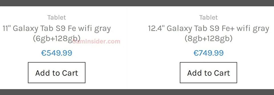 Giá Galaxy Tab S9 FE series