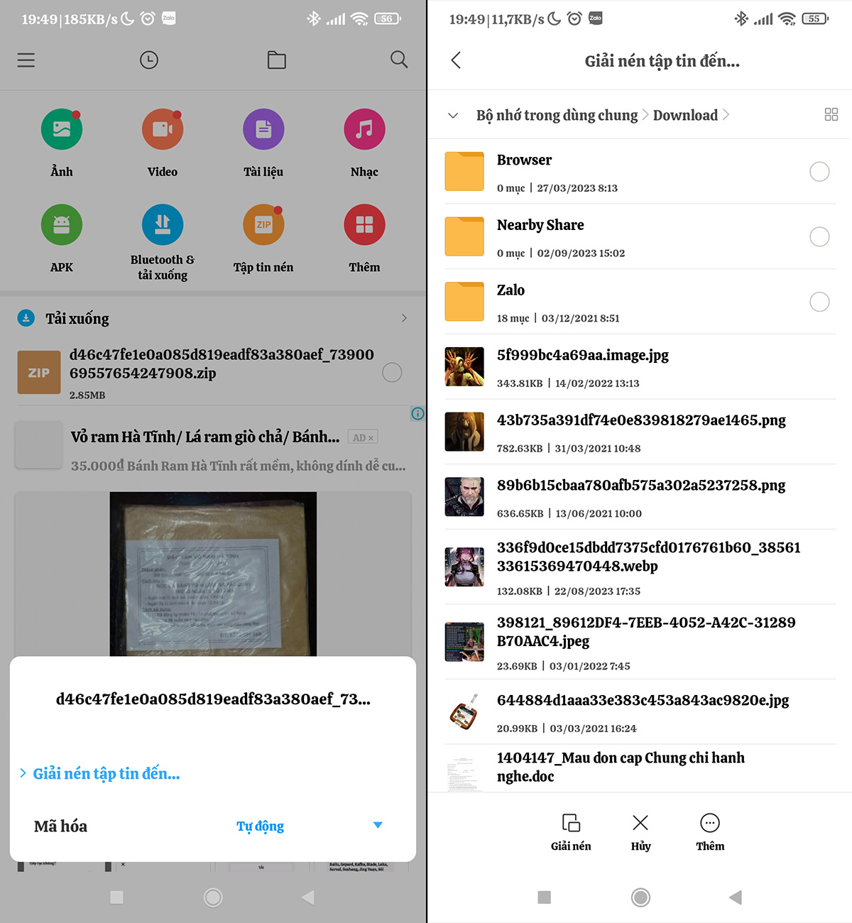 Giải nén và dùng sticker khi chat Messenger