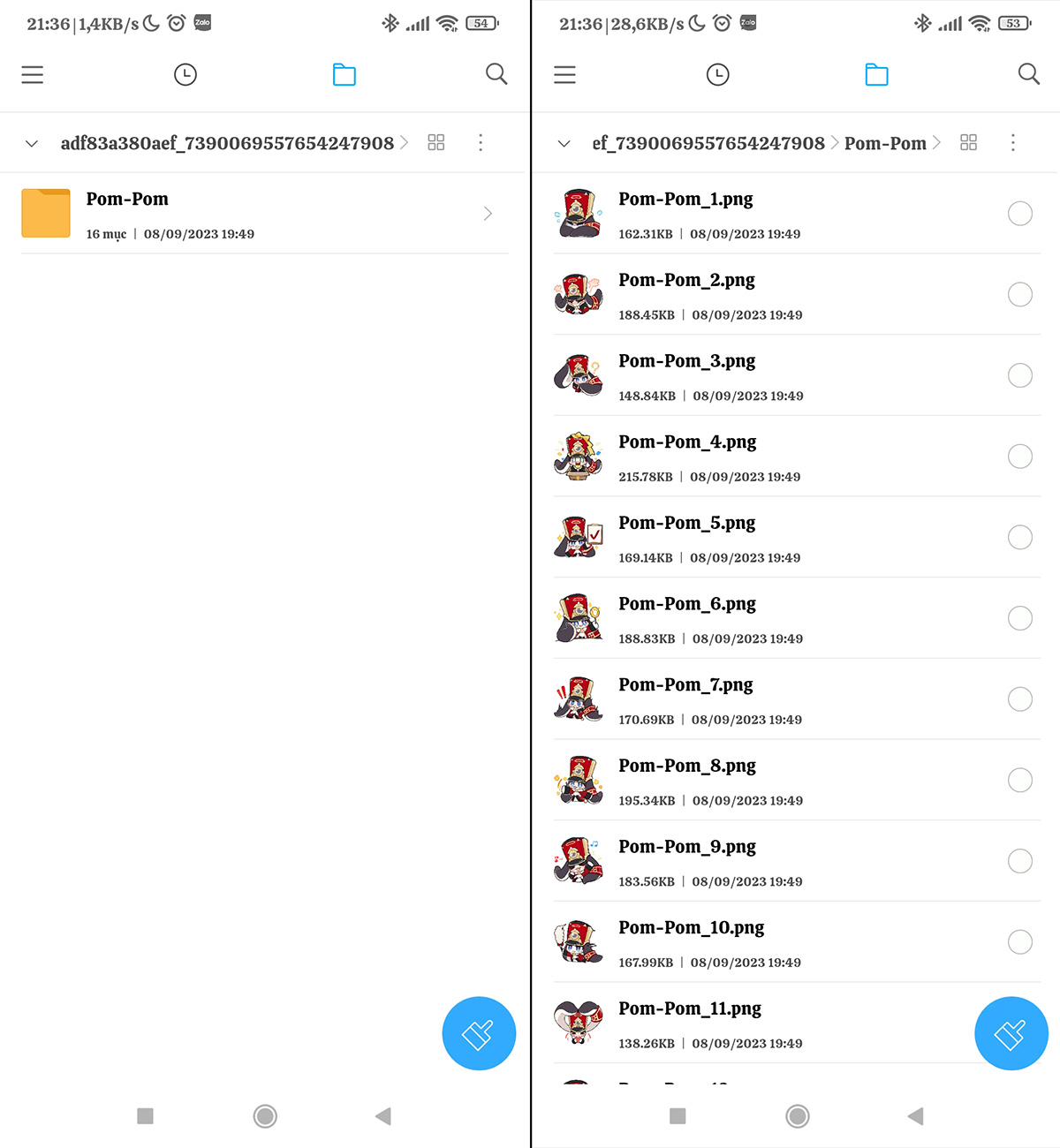 Giải nén và dùng sticker khi chat Messenger