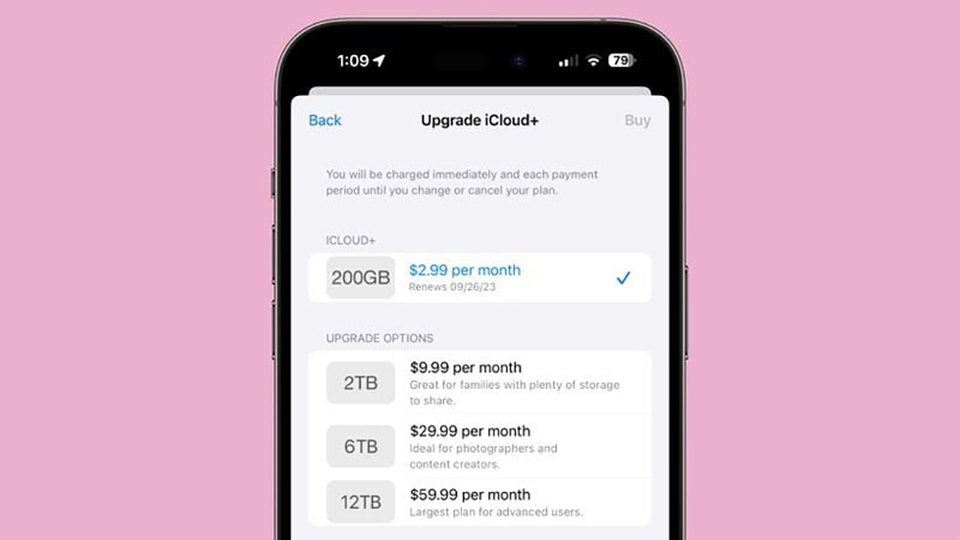 Mức giá gói iCloud+ của Apple