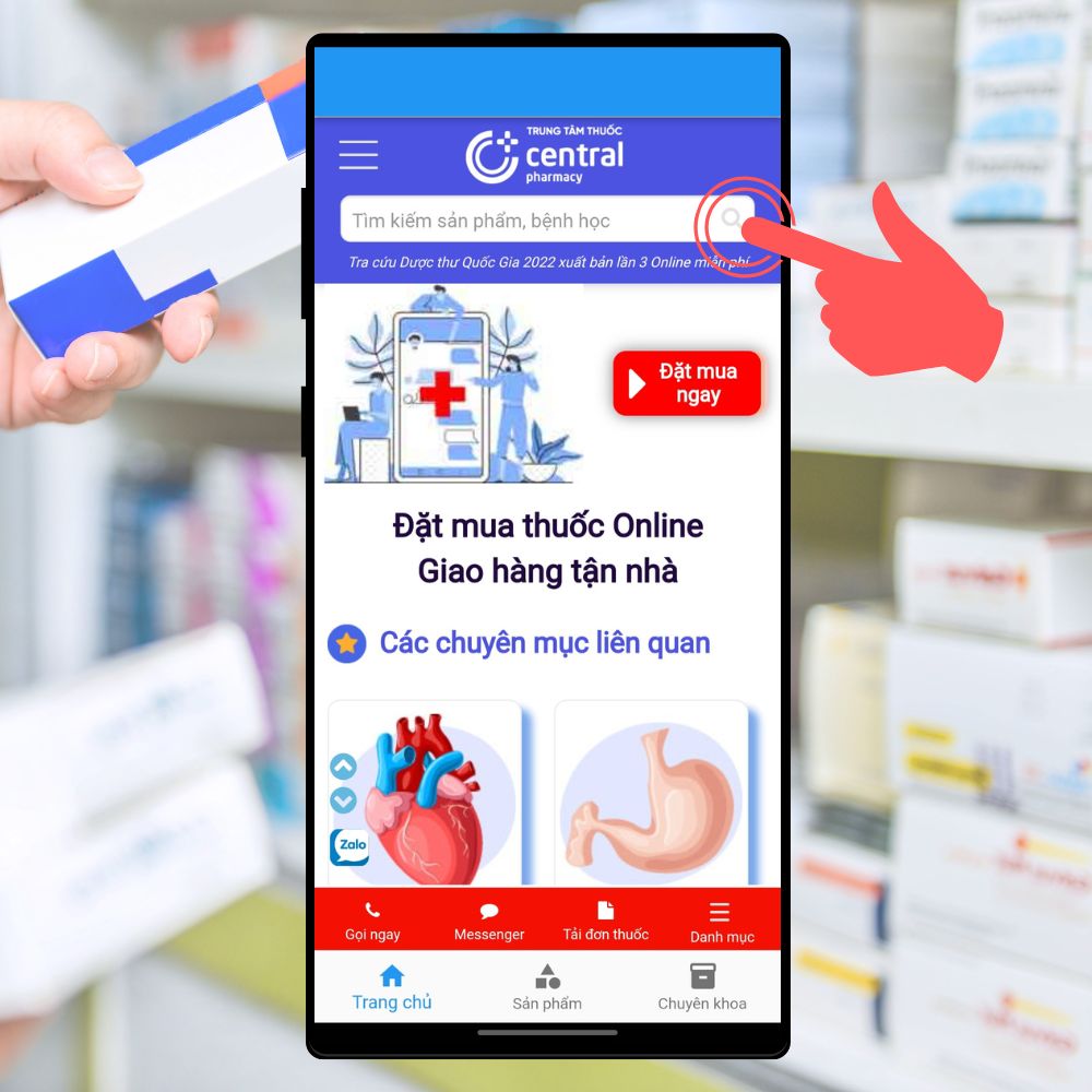 Hướng dẫn sử dụng website và app Nhà thuốc Central Pharmacy để 
