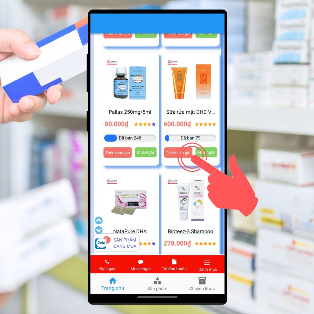 Hướng dẫn sử dụng website và app Nhà thuốc Central Pharmacy để 