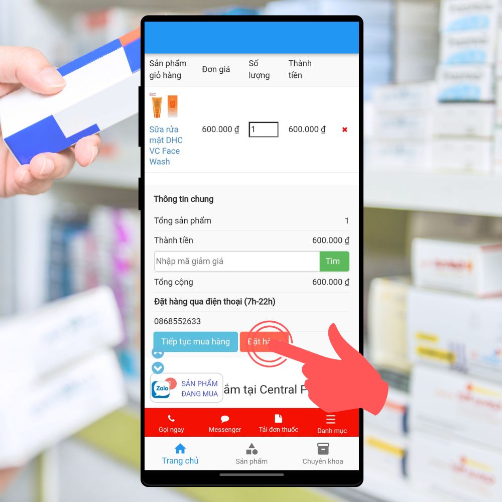 Hướng dẫn sử dụng website và app Nhà thuốc Central Pharmacy để 