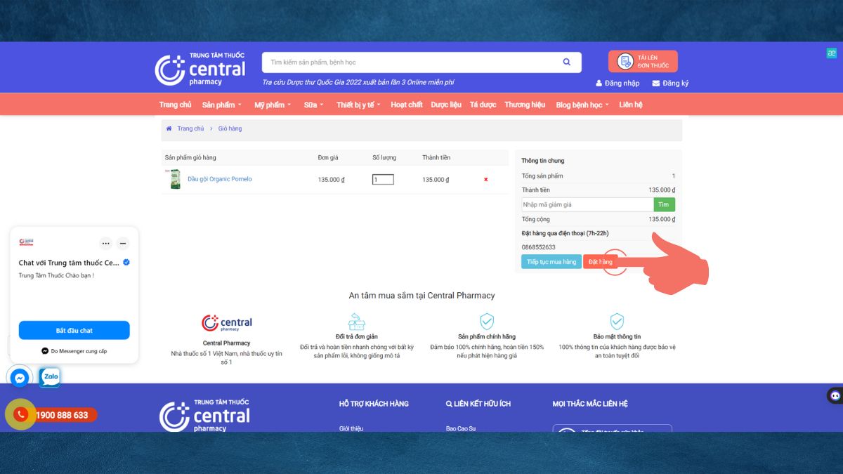 Hướng dẫn sử dụng website Nhà thuốc Central Pharmacy để 