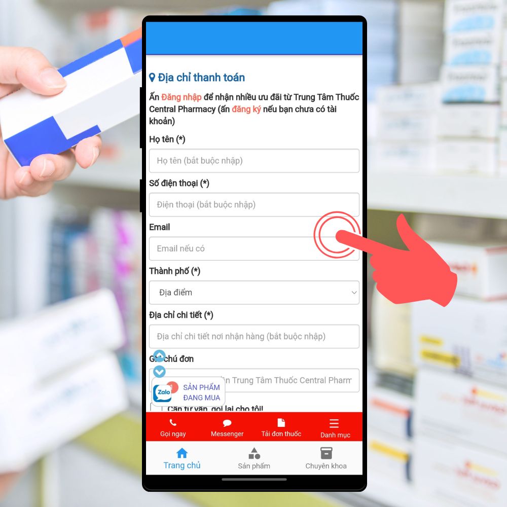 Hướng dẫn sử dụng website và app Nhà thuốc Central Pharmacy để 