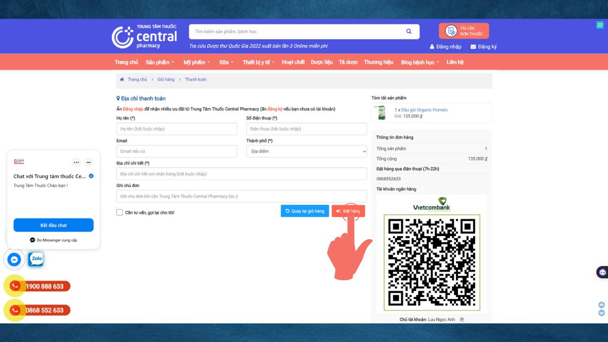 Hướng dẫn sử dụng website Nhà thuốc Central Pharmacy để 