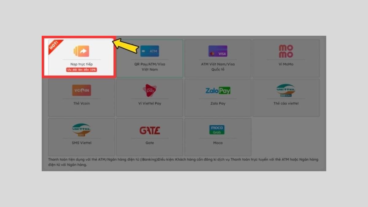 Cách nạp Kỷ Nguyên GenZ trực tiếp