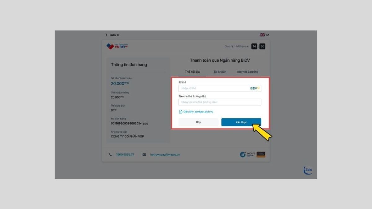 cách nạp kỷ nguyên GenZ bằng thẻ ngân hàng bước 4