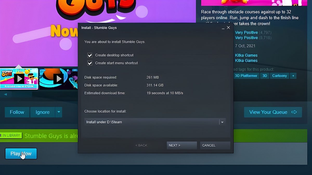 Cách tải Stumble Guys trên máy tính bằng Steam bước 2