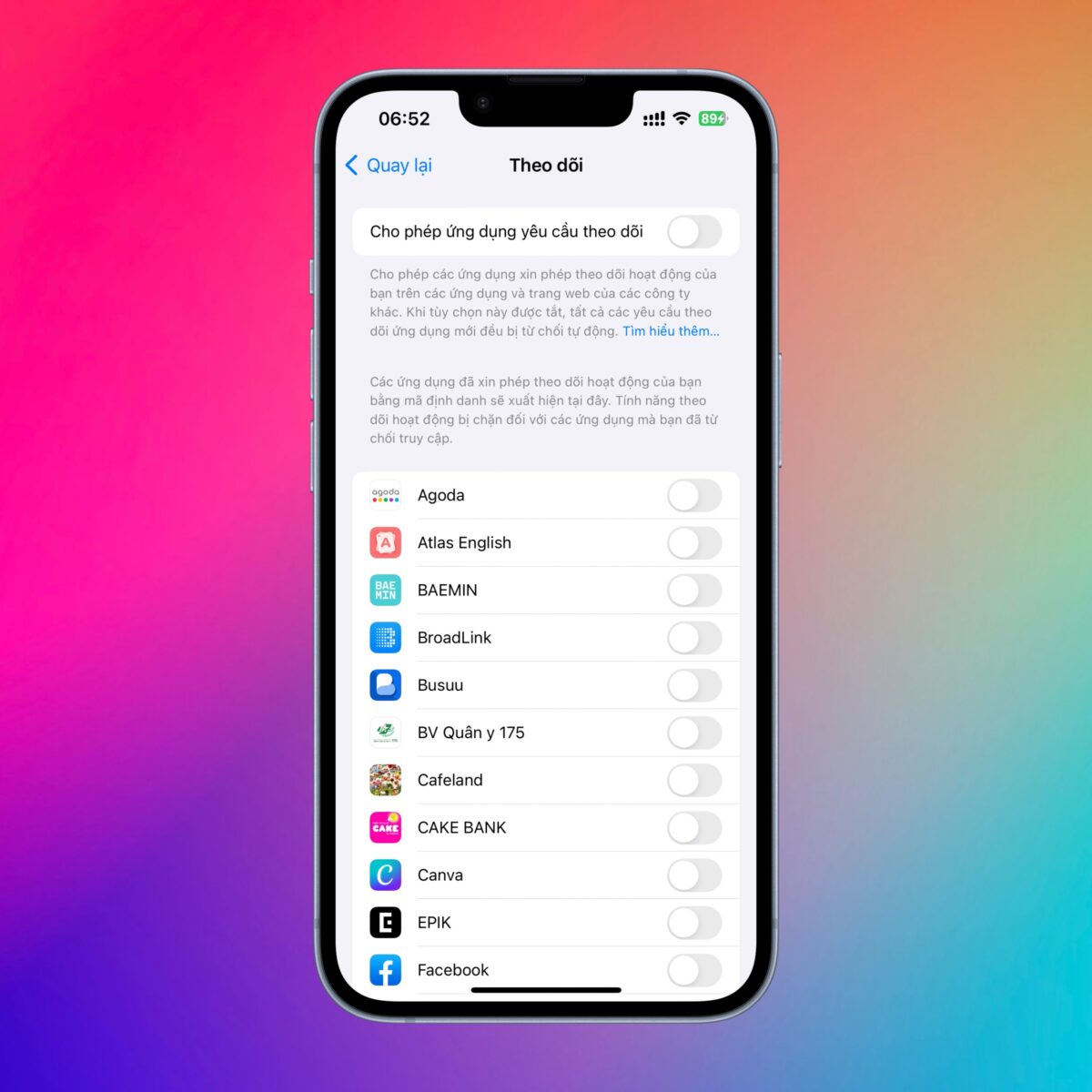 Cách chặn ứng dụng theo dõi trên iPhone 4