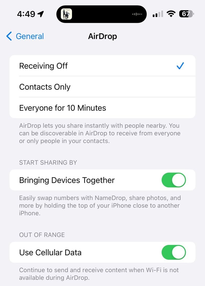Chuyển dữ liệu qua AirDrop giờ đây có thể được hoàn tất qua kết nối di động hoặc Wi-Fi