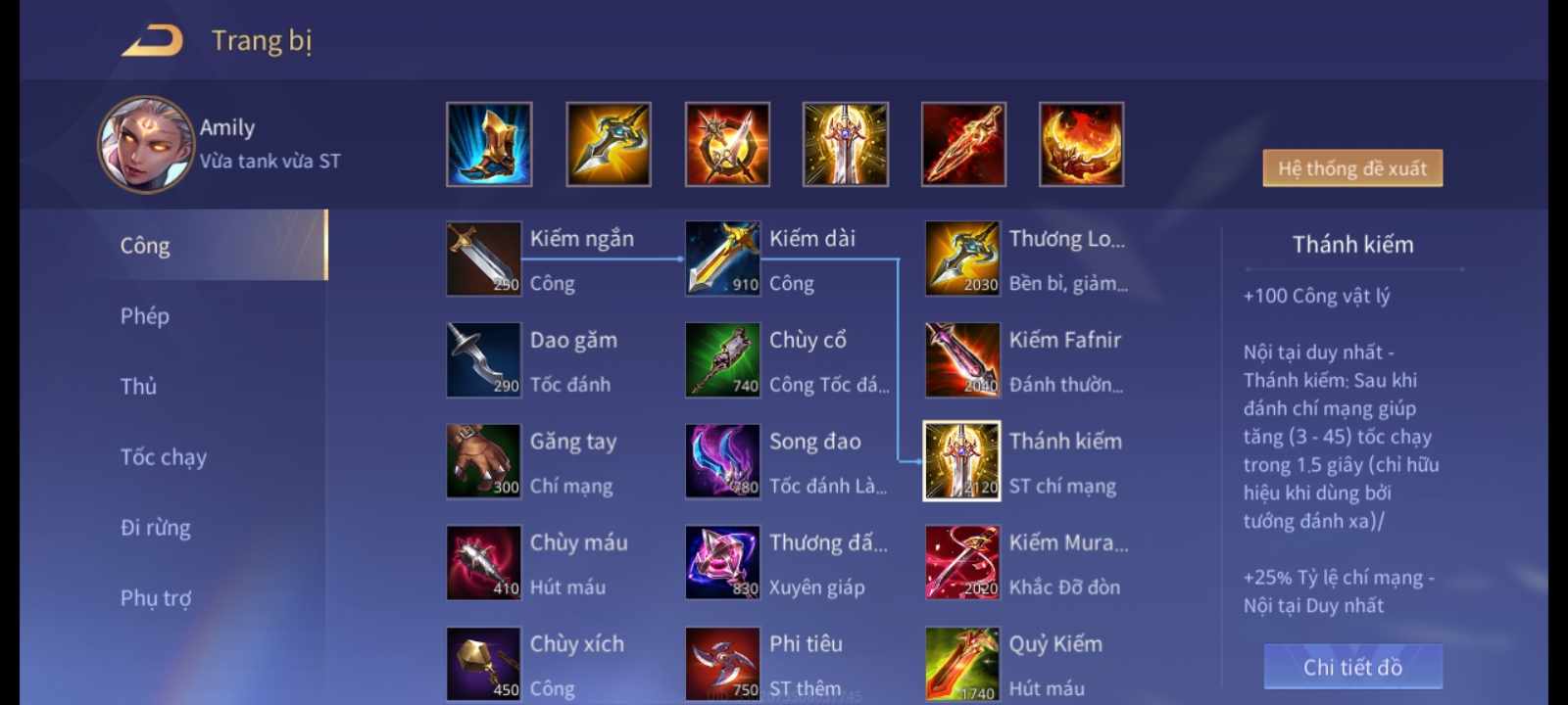 Trang bị gây sát thương lớn cho Amily 