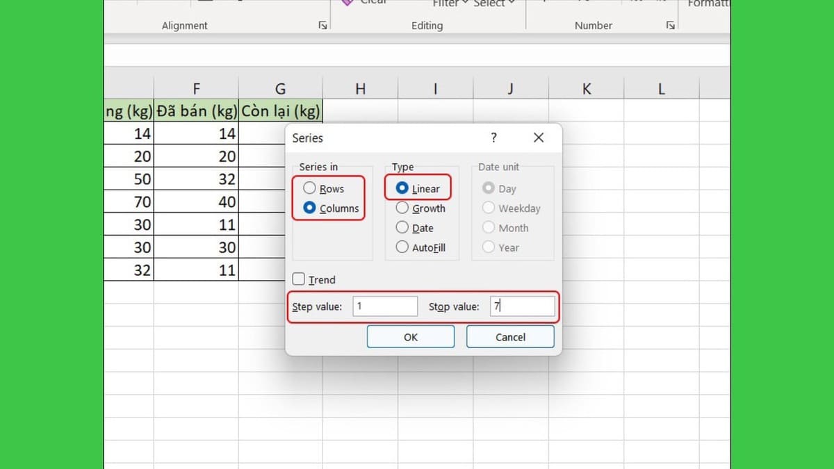 Sử dụng Auto fill để đánh số thứ tự tự động trong Excel bước 1