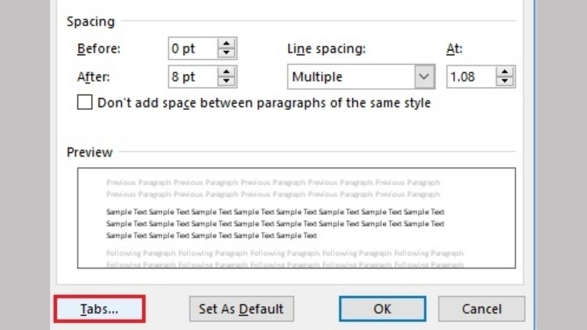 Cách tạo dấu chấm trong Word bằng Tabs bước 2