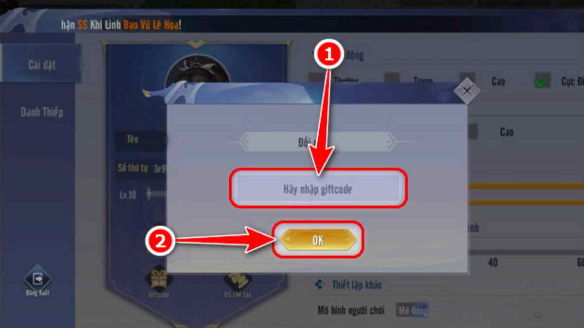 Hướng dẫn cách nhập code Âm Dương Giới bước 2