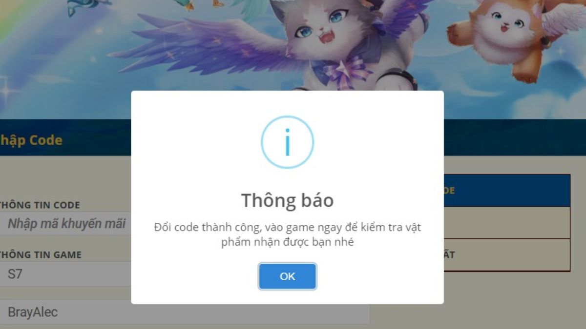 Hướng dẫn cách nhập code Cloud Song - bước 4