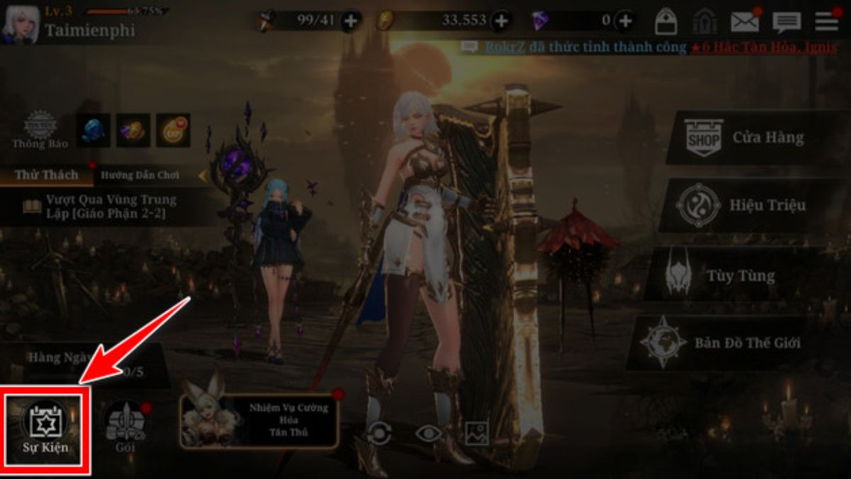 Hướng dẫn cách nhập code Heir of Light bước 1