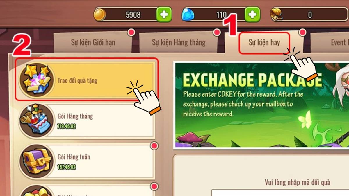 Hướng dẫn cách nhập code Idle Heroes bước 2