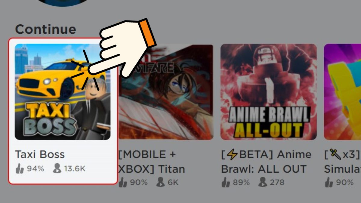 Cách nhập code Taxi Boss Roblox bước 1
