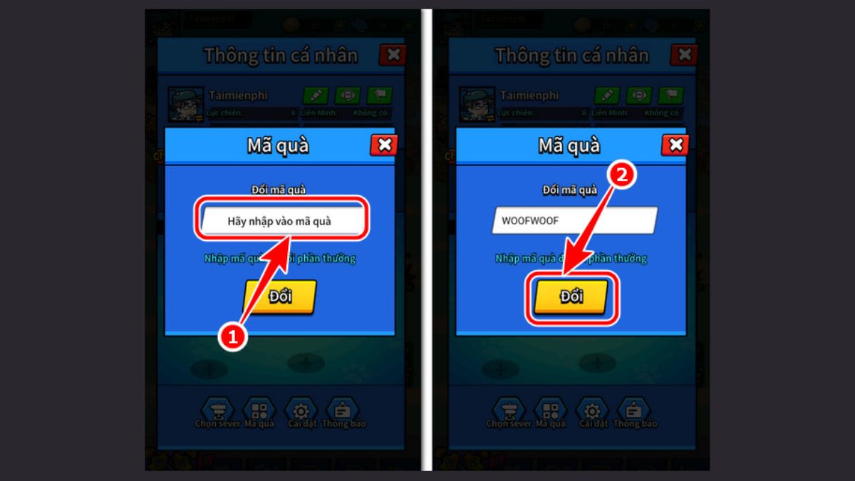 Hướng dẫn cách nhập code X Dogs bước 2