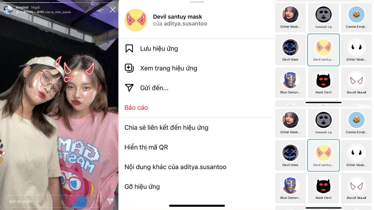 Filter Instagram mặt nạ quỷ