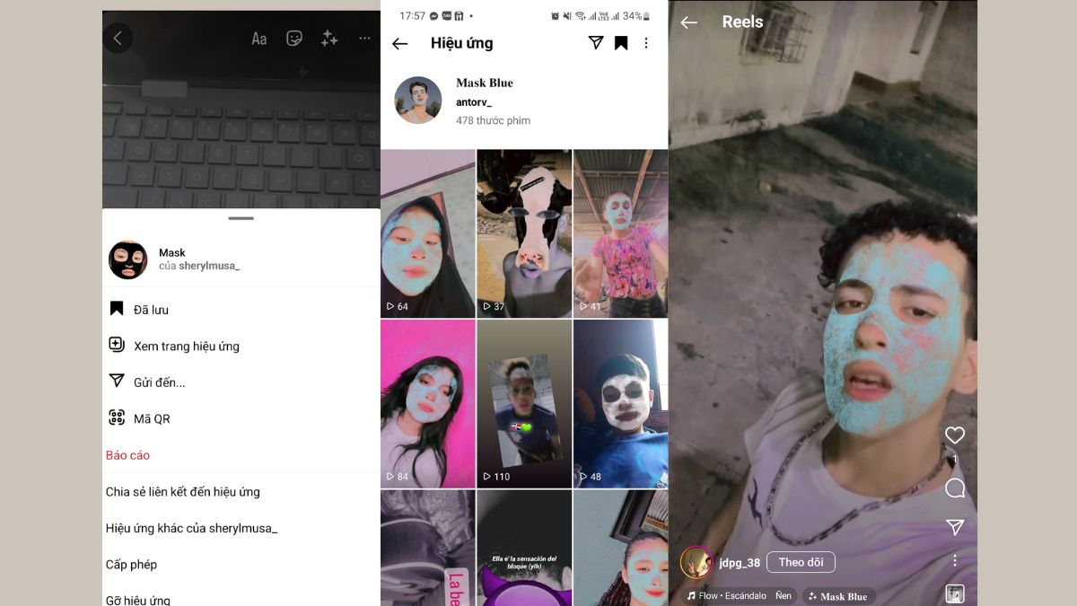 Filter Instagram mặt nạ xanh
