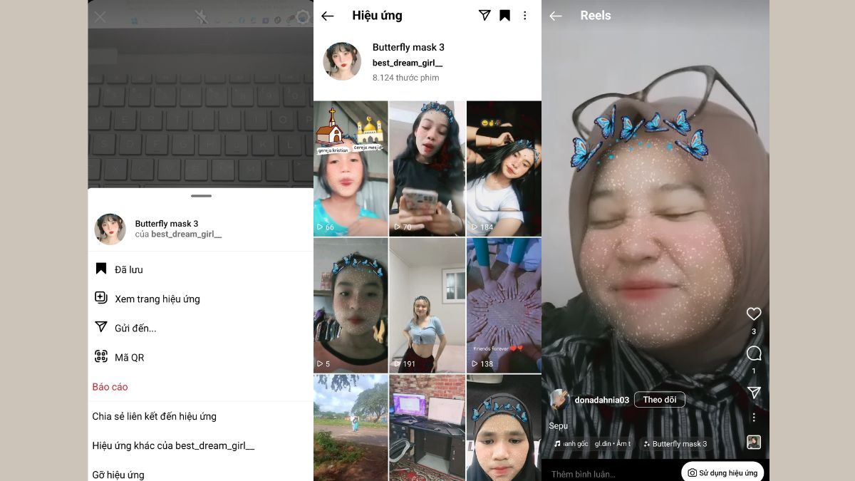 Filter Instagram mặt nạ bướm