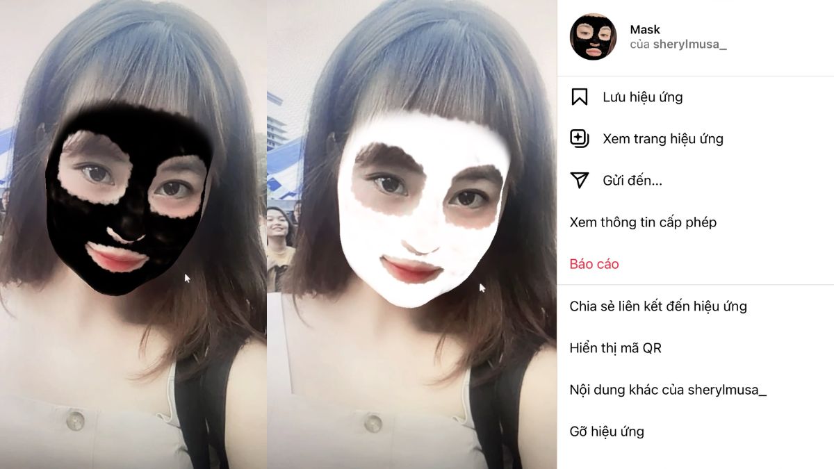 Filter Instagram mặt nạ trắng đen