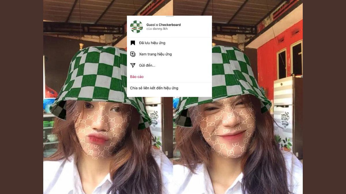 Filter Instagram mặt nạ Gucci
