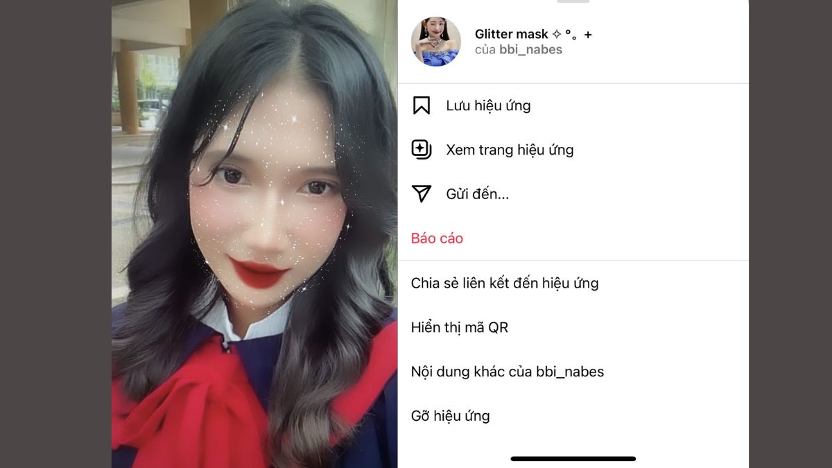 Filter Instagram mặt nạ lấp lánh