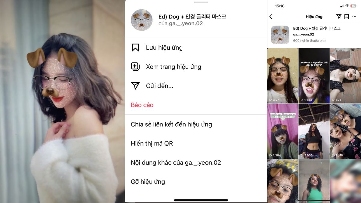 Filter Instagram mặt nạ con chó