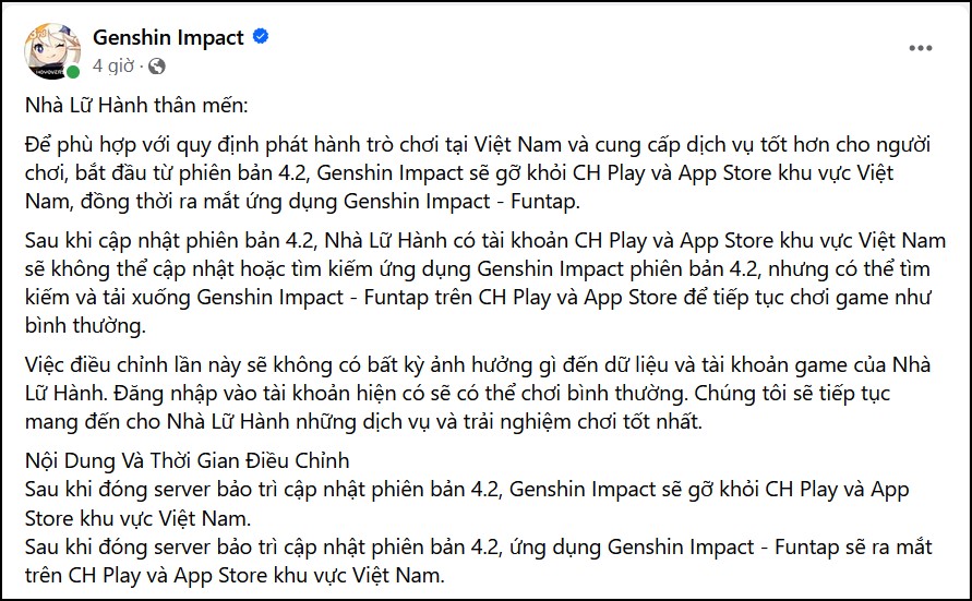 Genshin Impact chuyển sang nhà phát hành Funtap, đây là tất cả những gì bạn cần biết
