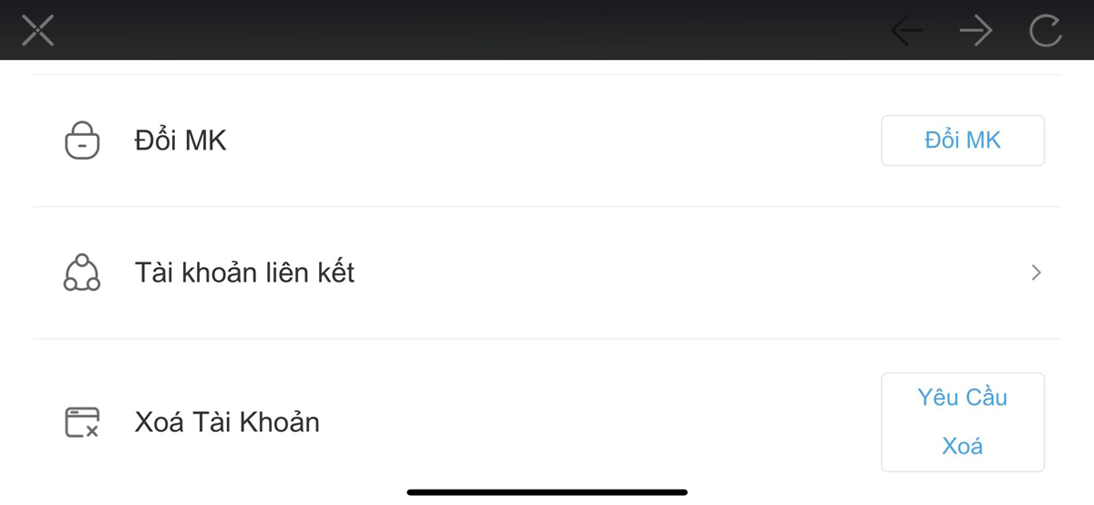 Nhấn tài khoản liên kết
