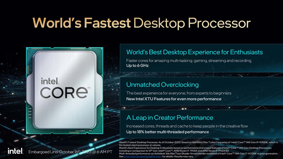 Intel Core thế hệ 14 là vi xử lý máy bàn nhanh nhất thế giới